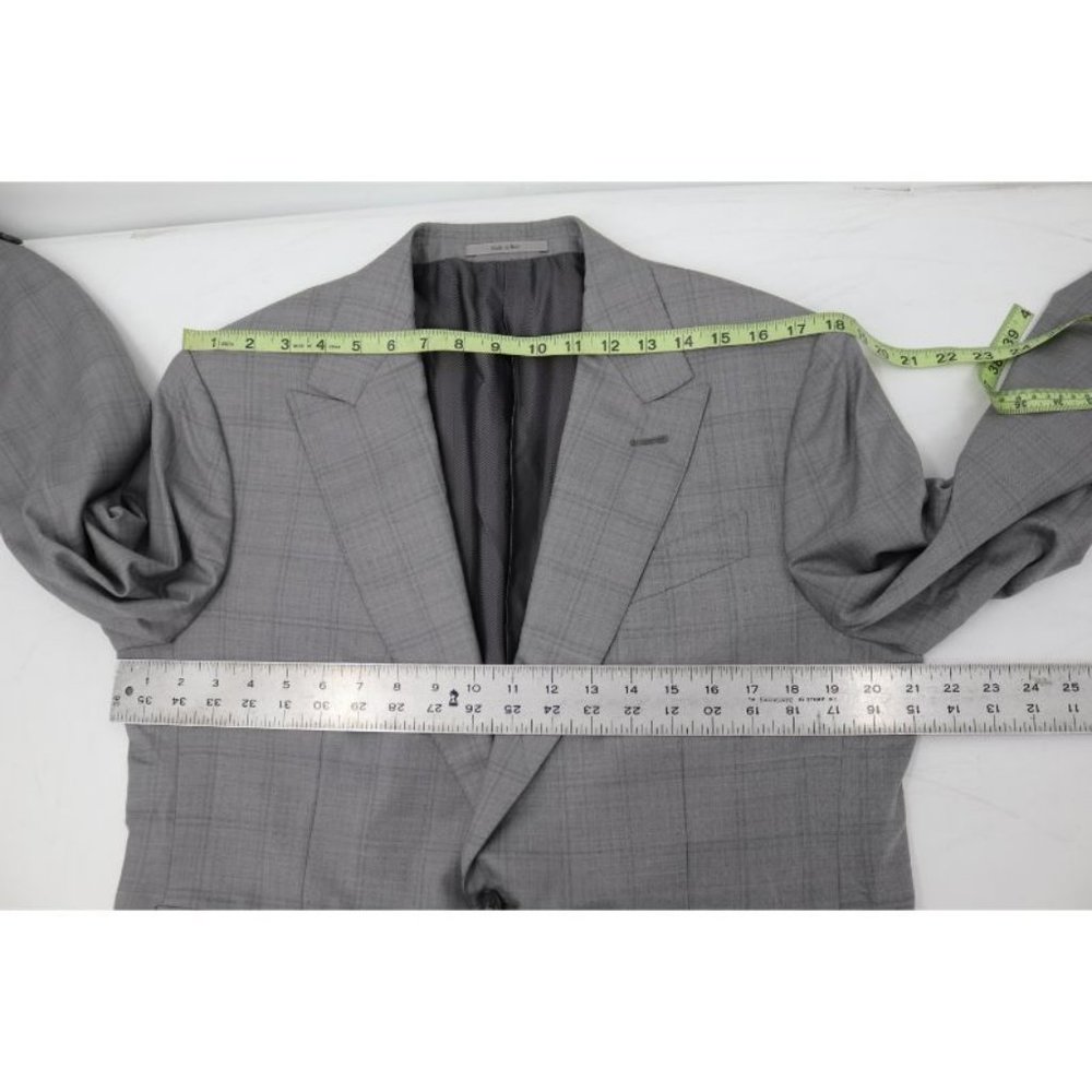 Ermenegildo Zegna sport coat men's 42R Trofeo 600 Manhattan wool silk gray plaid - Picture 10 of 16
